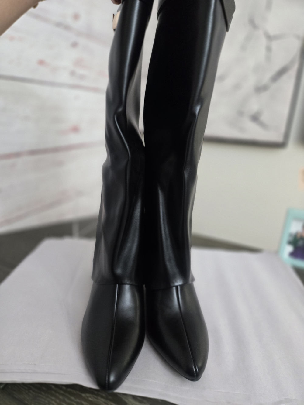 NWOB Dominique Nicole Zayla Black Tall Wedge Boots Size 12W - Picture 11 of 16